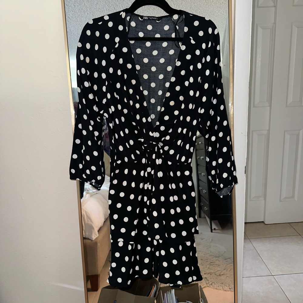 Zara Polka Dot black dress